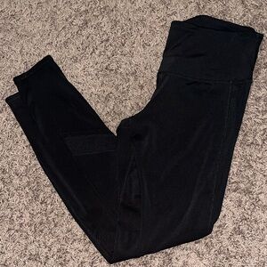 black tangerine leggings with mesh panel detail